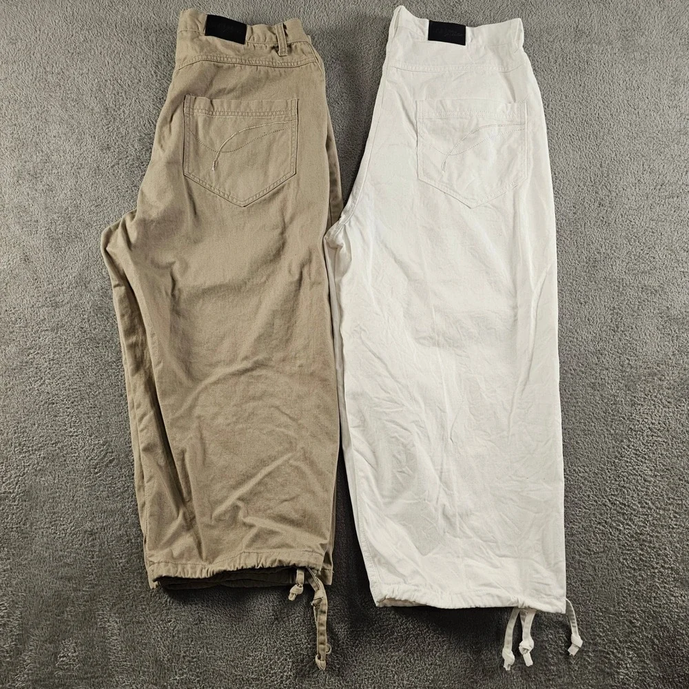 Man Alive Mens Baggy Cropped Pants (Bundle of 2) Khaki White Size 38